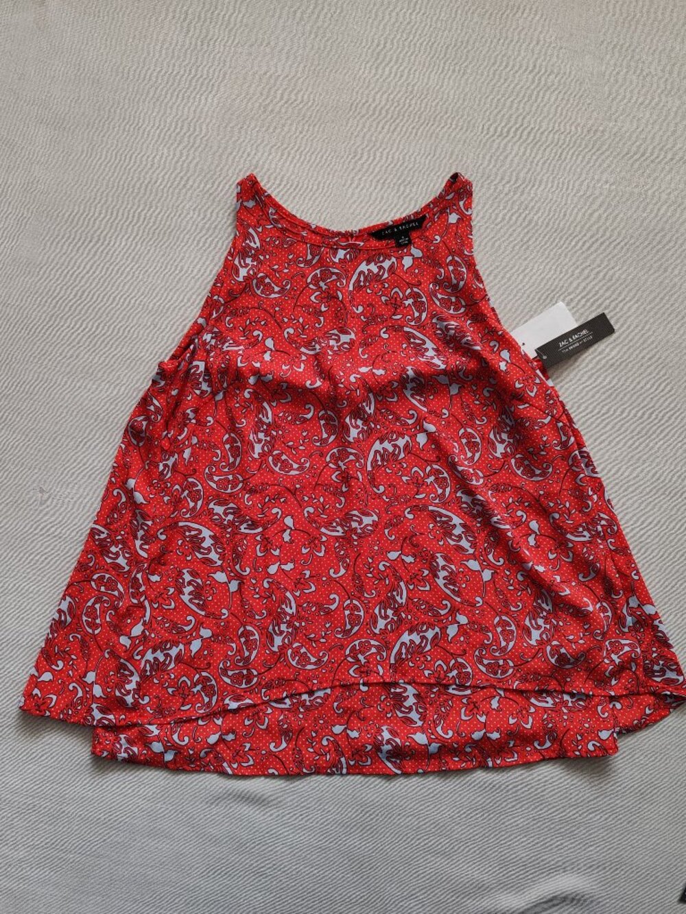 Zac & Rachel Red Paisley Sleeveless Top - Small - NWT High-Neck Mock Neck Blouse
